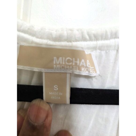 Michael Kors White Eyelet Embroidered Maxi Dress W/ Tie Straps & Ruffle Hem Size - Picture 6 of 9